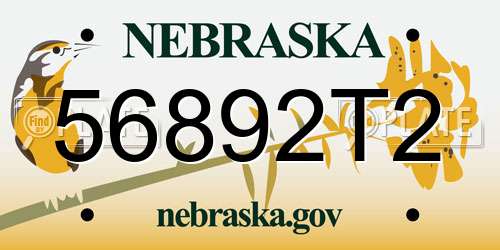 56892T2 Nebraska License Plate