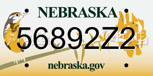 56892Z2 Nebraska License Plate