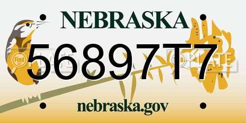 56897T7 Nebraska License Plate