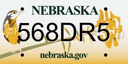 568DR5 Nebraska License Plate