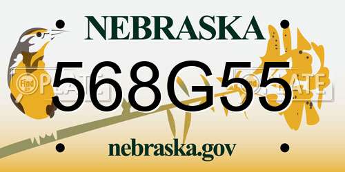 568G55 Nebraska License Plate
