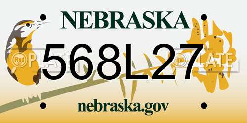 568L27 Nebraska License Plate
