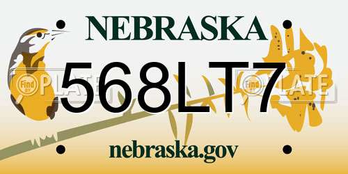 568LT7 Nebraska License Plate