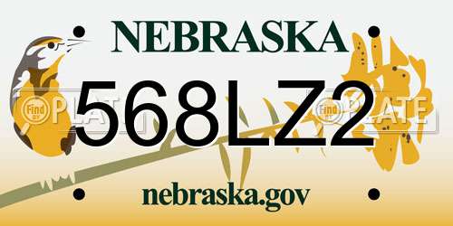 568LZ2 Nebraska License Plate