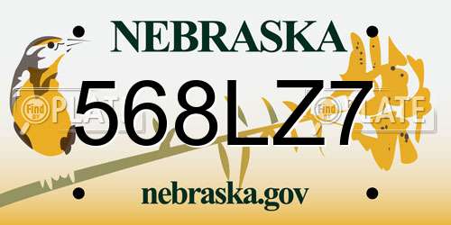 568LZ7 Nebraska License Plate