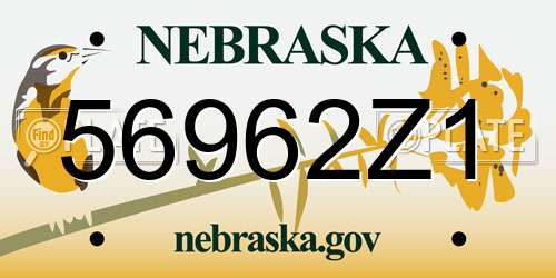56962Z1 Nebraska License Plate
