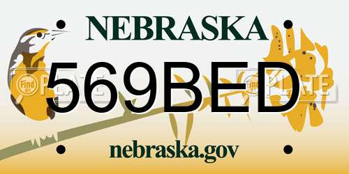 569BED Nebraska License Plate