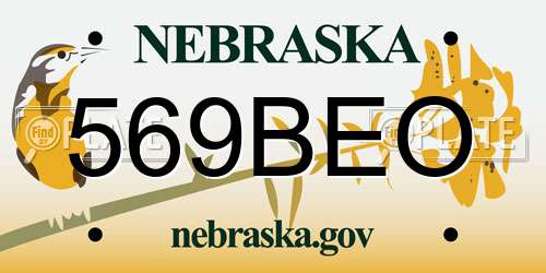 569BEO Nebraska License Plate