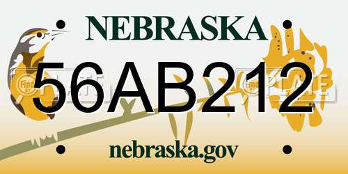 56AB212 Nebraska License Plate