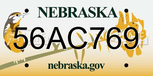 56AC769 Nebraska License Plate
