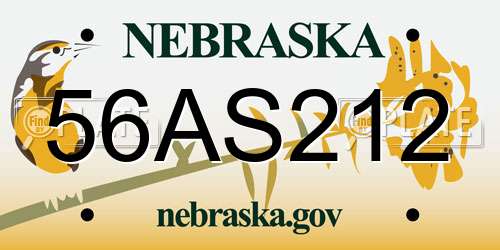56AS212 Nebraska License Plate