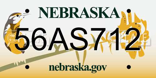 56AS712 Nebraska License Plate