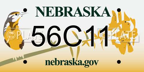 56C11 Nebraska License Plate