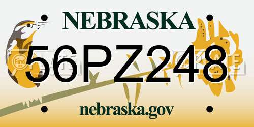 56PZ248 Nebraska License Plate