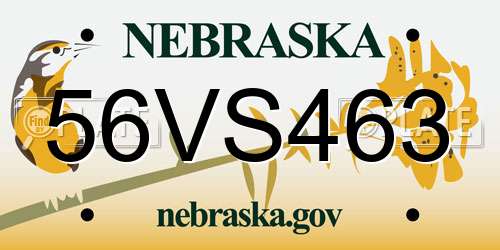 56VS463 Nebraska License Plate
