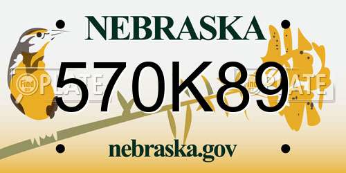 570K89 Nebraska License Plate