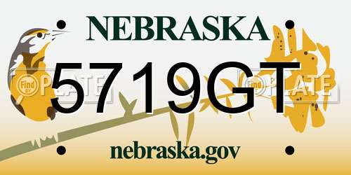 5719GT Nebraska License Plate