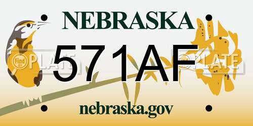 571AF Nebraska License Plate
