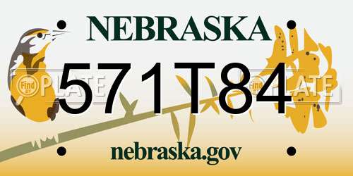 571T84 Nebraska License Plate