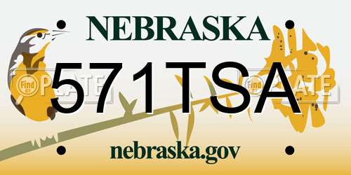 571TSA Nebraska License Plate