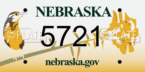 5721 Nebraska License Plate