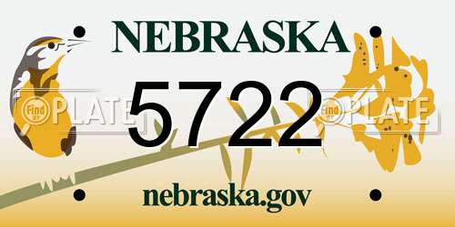 5722 Nebraska License Plate
