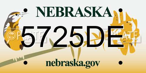 5725DE Nebraska License Plate