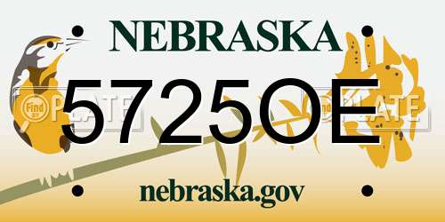 5725OE Nebraska License Plate