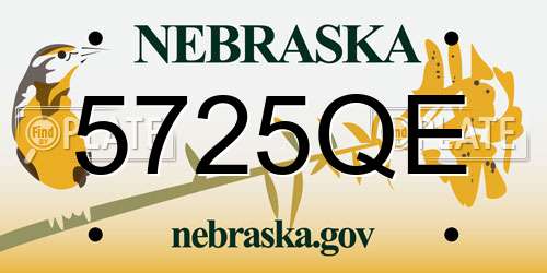 5725QE Nebraska License Plate