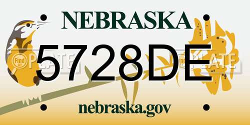 5728DE Nebraska License Plate