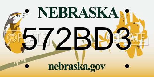 572BD3 Nebraska License Plate