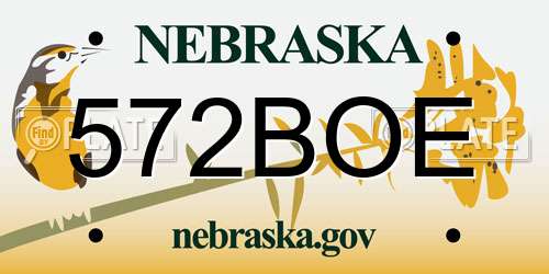 572BOE Nebraska License Plate