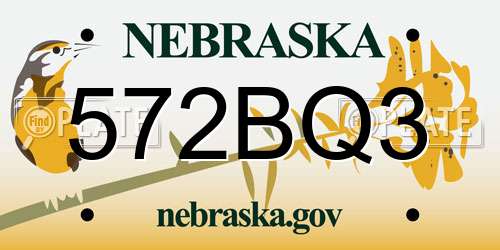 572BQ3 Nebraska License Plate