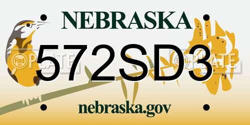 572SD3 Nebraska License Plate