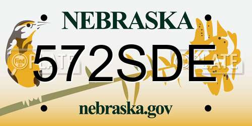 572SDE Nebraska License Plate