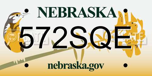 572SQE Nebraska License Plate
