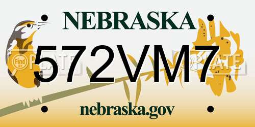 572VM7 Nebraska License Plate