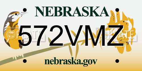 572VMZ Nebraska License Plate