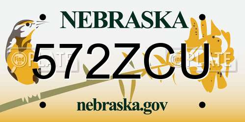 572ZCU Nebraska License Plate