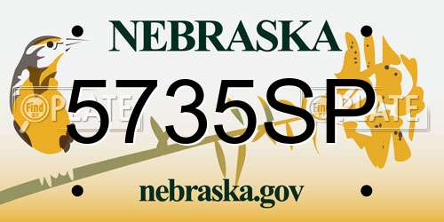 5735SP Nebraska License Plate