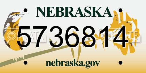 5736814 Nebraska License Plate