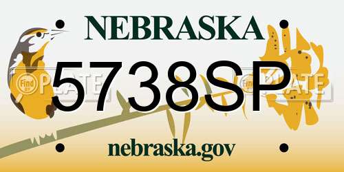 5738SP Nebraska License Plate