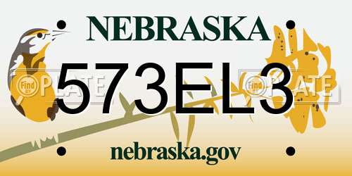 573EL3 Nebraska License Plate
