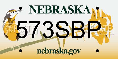 573SBP Nebraska License Plate