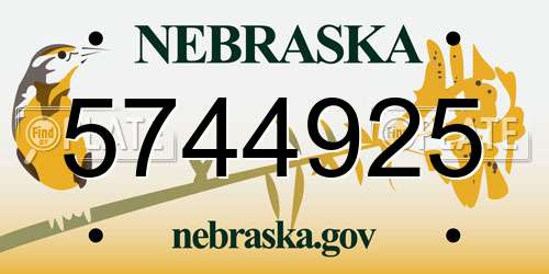 5744925 Nebraska License Plate
