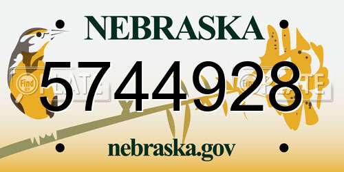 5744928 Nebraska License Plate