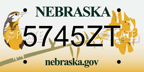 5745ZT Nebraska License Plate
