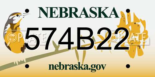 574B22 Nebraska License Plate
