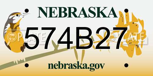 574B27 Nebraska License Plate