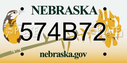 574B72 Nebraska License Plate